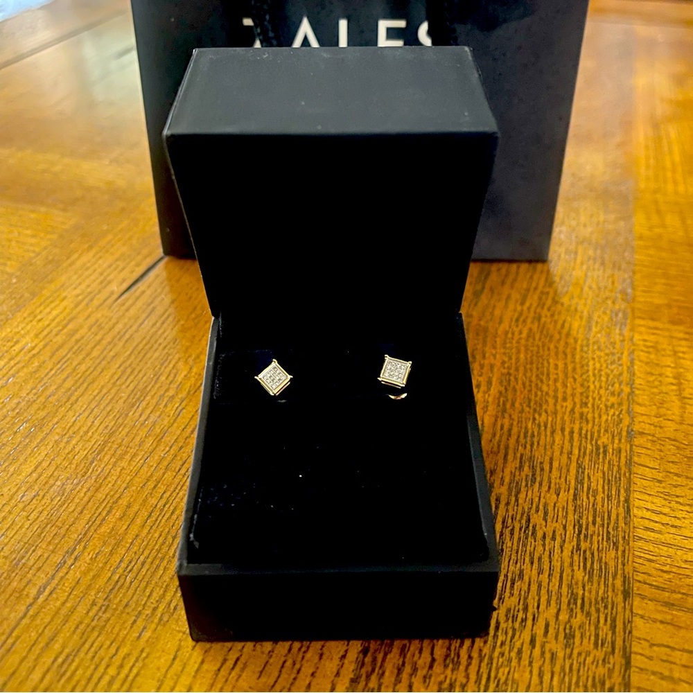 Men's 1/10 CT. T.W Square Composite Diamond Kite Frame Stud Earrings in 10K Gold